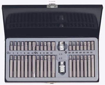 Набор бит 6-гр. Torx, Spline 40 ед. с отверстием (металлический кейс) 3/8" и 1/2" Force 4401T 4401T F фото