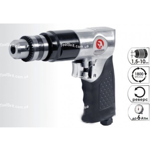 Дрель пневматическая 3/8" 1,5-10 мм INTERTOOL PT-0902 PT-0902 фото