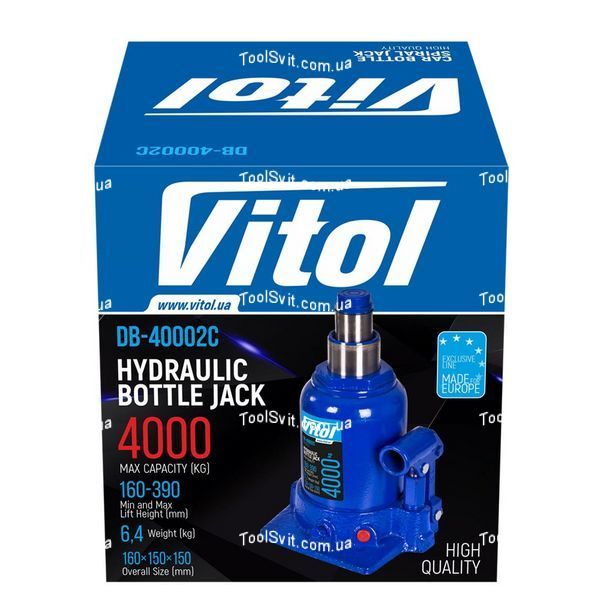 Домкрат пляшковий 4 т Vitol ДБ-40002Ц ДБ-40002Ц фото