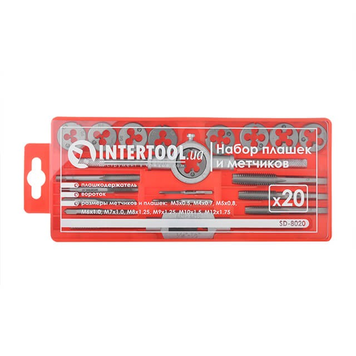 Набір плашок M3-M12 і мітчиків M3-M12, 20 од. INTERTOOL SD-8020 SD-8020 фото