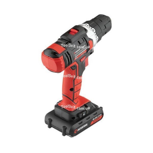 Дриль-шурупокрут акумуляторний Li-Ion 18 В, 25 Nm, 0-400/0-1500 об/хв., 2*2.0 Аг INTERTOOL WT-0314 WT-0314 фото