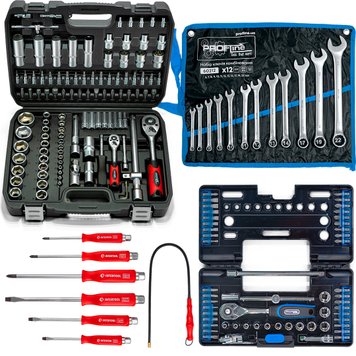 Набір інструментів 5в1 (Набір 108 од + набір ключів 12 од + набір головок і біт + ударні викрутки+магніт) 61085-302 61085-302 фото