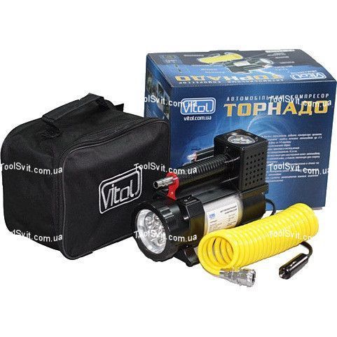 Компрессор автомобильный Торнадо Vitol КА-Т12181 с фонариком+переходники/шланг 3 м КА-Т12181 фото