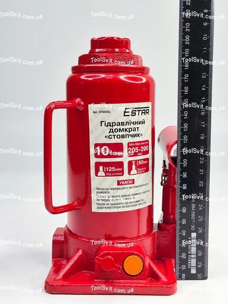 Домкрат "стовпчик" одноштоковий 10&nbsp;т, 205-390&nbsp;мм Estar 970025L 970025L фото