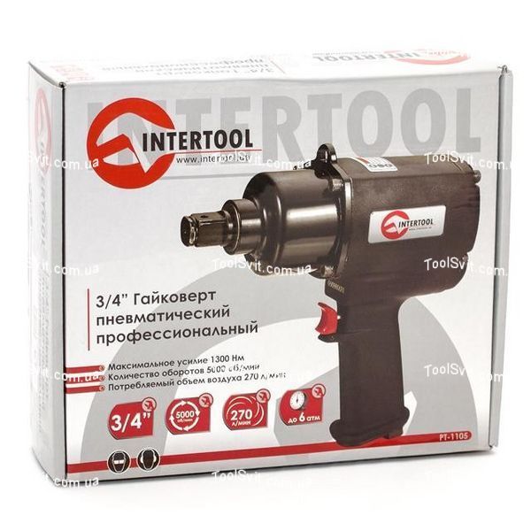 Гайковерт пневматичний, 3/4", 1300 Нм., професійний, 5000 об/хв. INTERTOOL PT-1105 PT-1105 фото