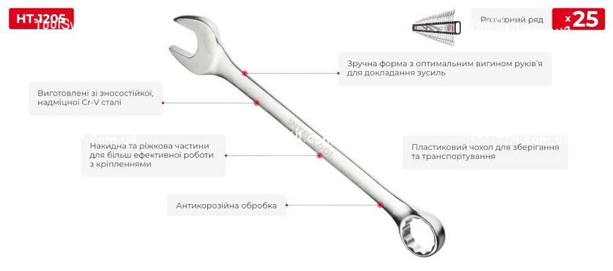 Набор ключей комбинированных 25 ед., 6-32 мм Cr-V INTERTOOL HT-1205 HT-1205 фото