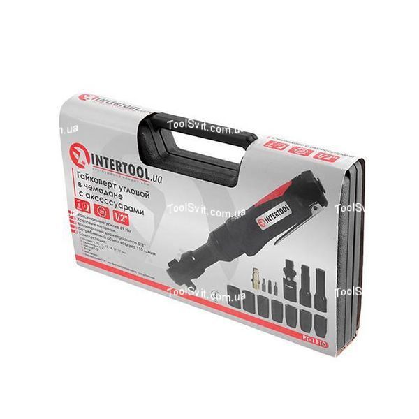 Гайковерт кутовий у кейсі + набір головок 1/2" INTERTOOL PT-1110 PT-1110 фото
