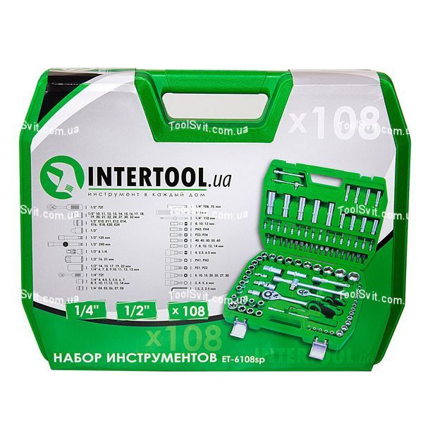 Набір інструментів 1/2" & 1/4" 108 од. INTERTOOL ET-6108SP ET-6108SP фото