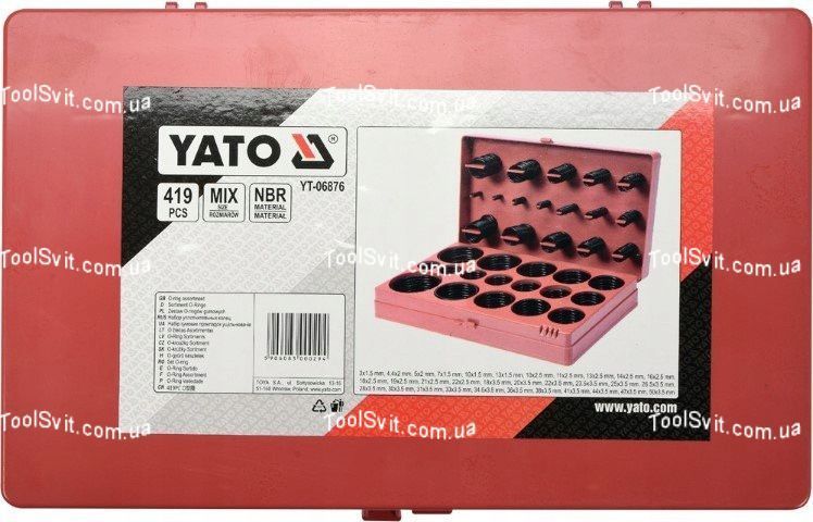 Набор резиновых прокладок &Oslash; = 3 50 мм, 419 шт, YT-06876 YATO YT-06876 фото