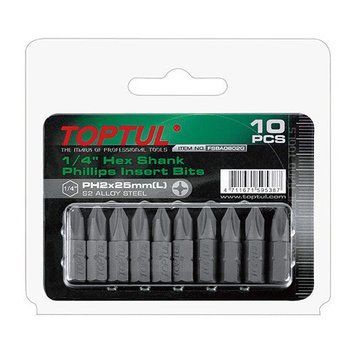 Набір викруткових насадок 1/4" TOPTUL L 25 мм PH2 10 од. FSBA0802G FSBA0802G фото