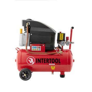Компрессор поршневой 24 л, 1.5 кВт, 220 В, 8 атм, 206 л/мин INTERTOOL PT-0010 PT-0010 фото