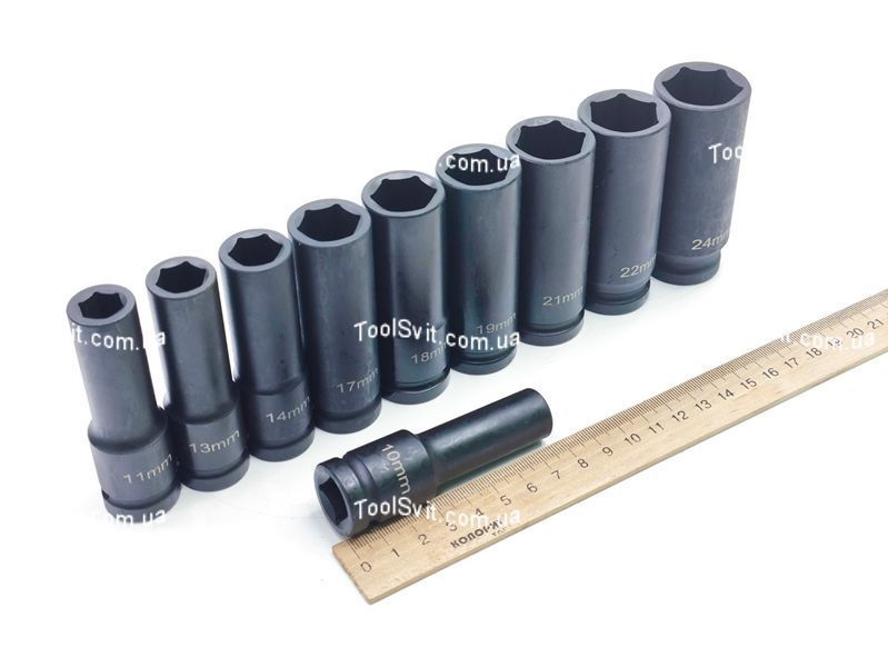 Набір головок ударних глибоких 10-24мм, 1/2", 6-гр. 10од. Profline 68060 68060 фото